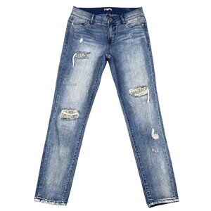 Juicy Couture Light Wash Ripped Glitter Skinny Jeans Sz 4